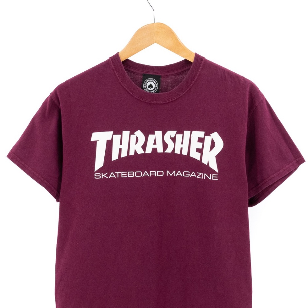Thrasher Skateboard Magazine Maroon Short Sleeve Crew Neck T-Shirt Size Medium